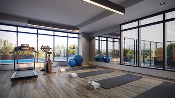 Modern fitness center with exercise equipment